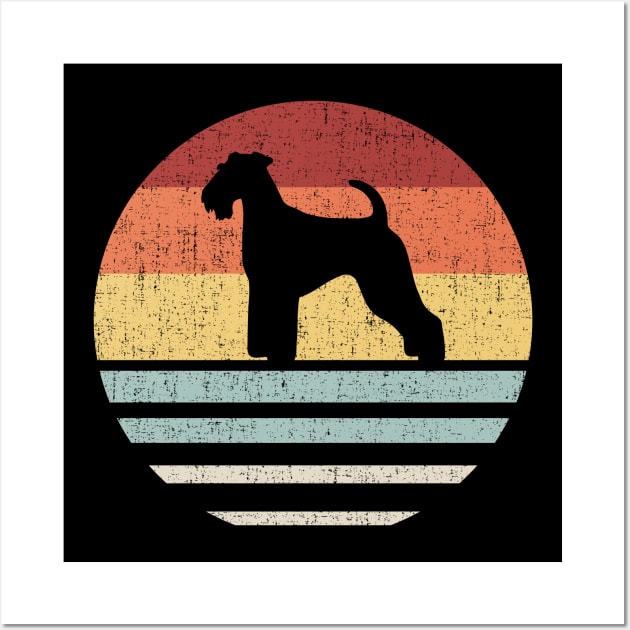 Vintage Retro Sunset Airedale Terrier Dog Mom And Dad Cute Dog Lover Owner Wall Art by SomeRays